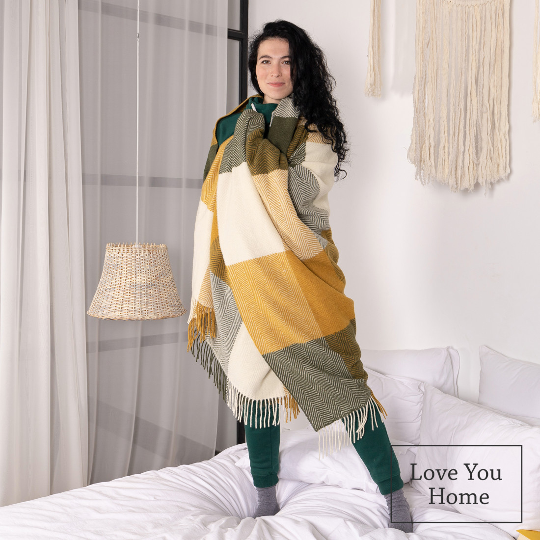 Manta de lana merino con cuadros degradados · 4