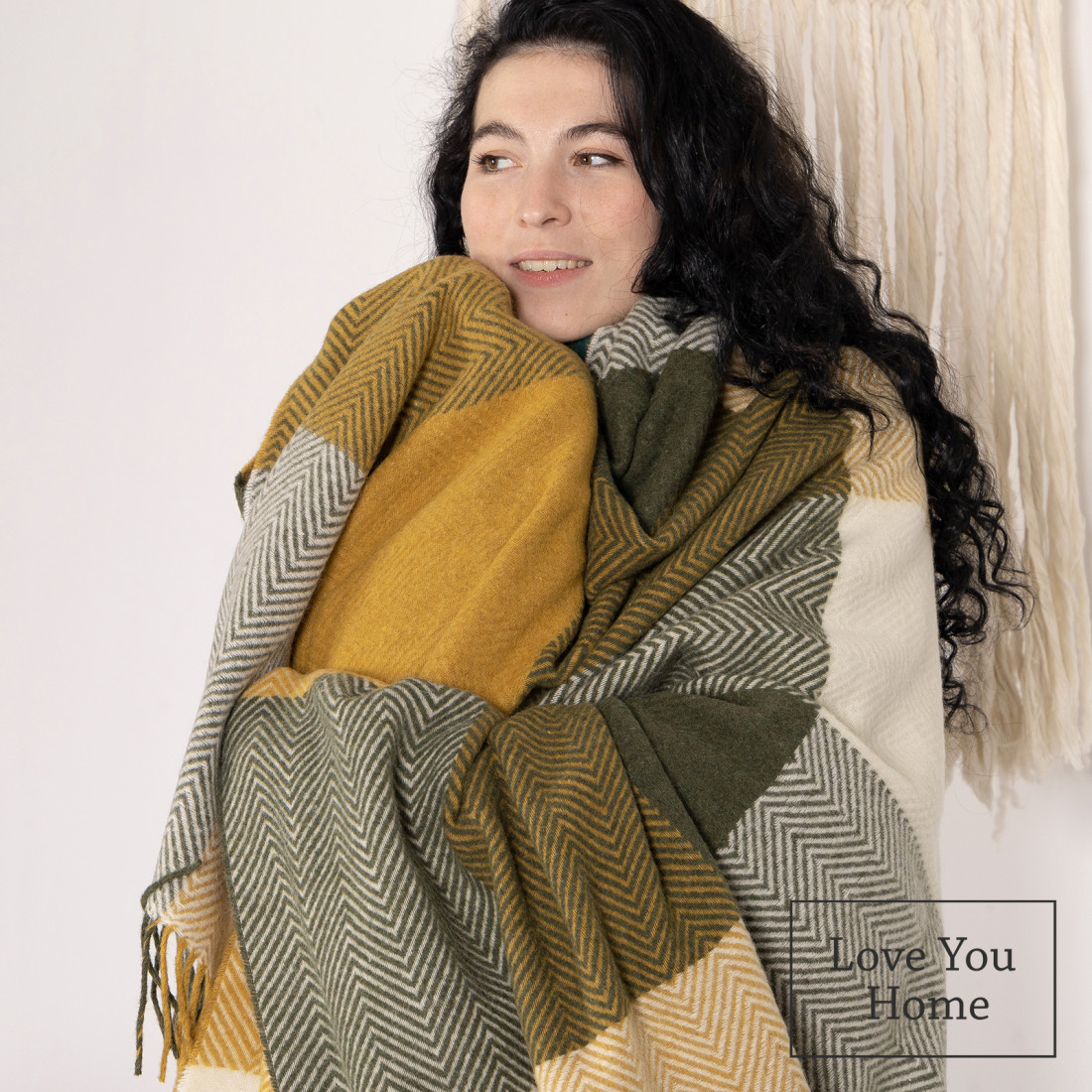 Manta de lana merino con cuadros degradados · 5
