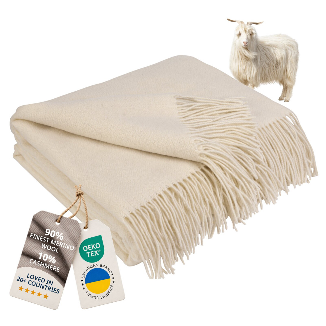 Manta de cachemira y merino (10% cachemira) en espiga