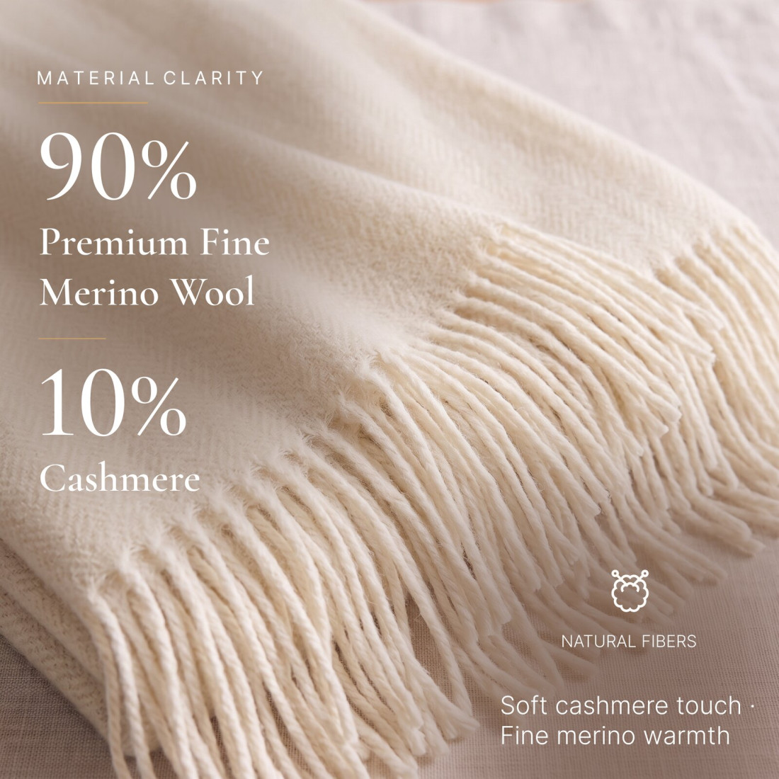Manta de cachemira y merino (10% cachemira) en espiga · 2