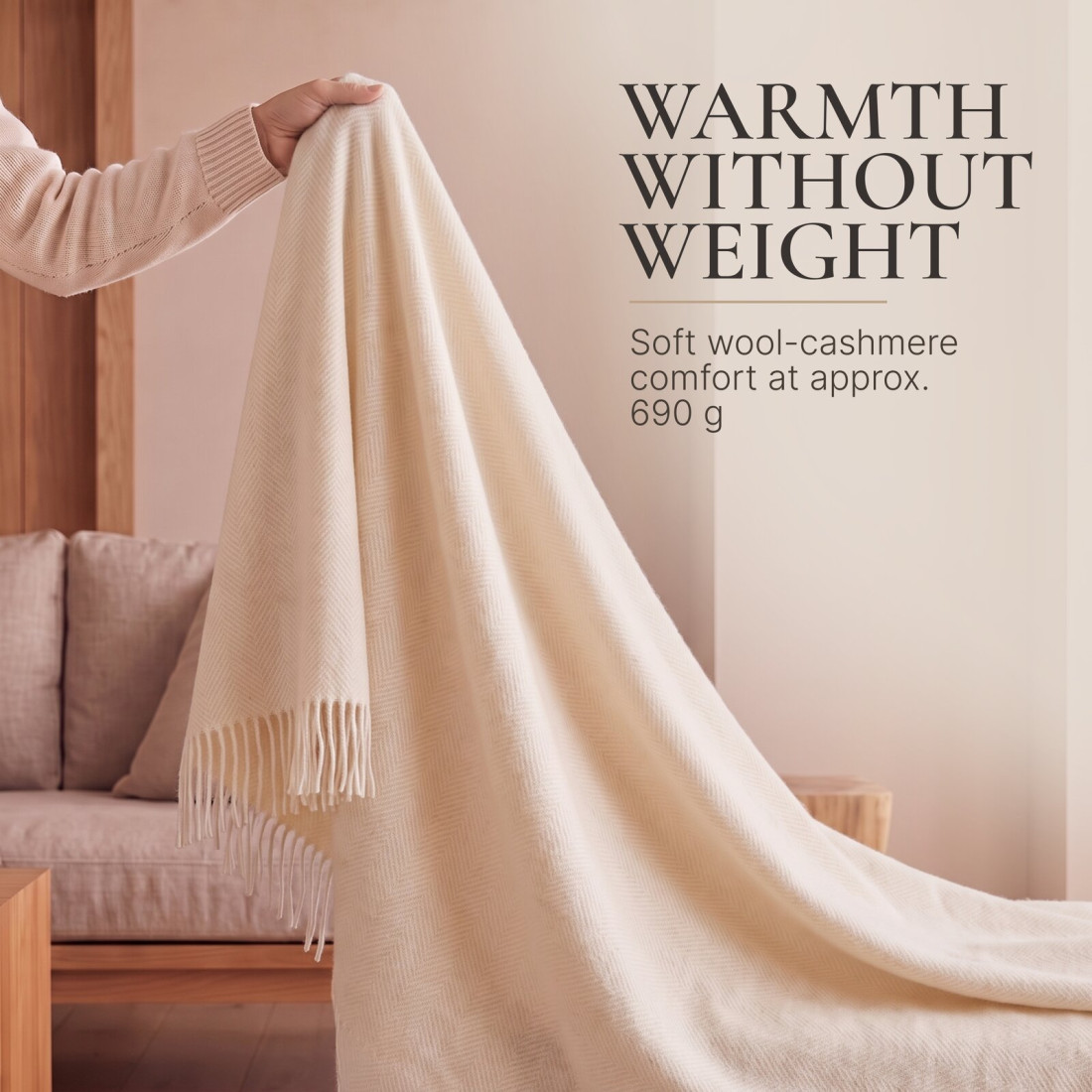 Manta de cachemira y merino (10% cachemira) en espiga · 4