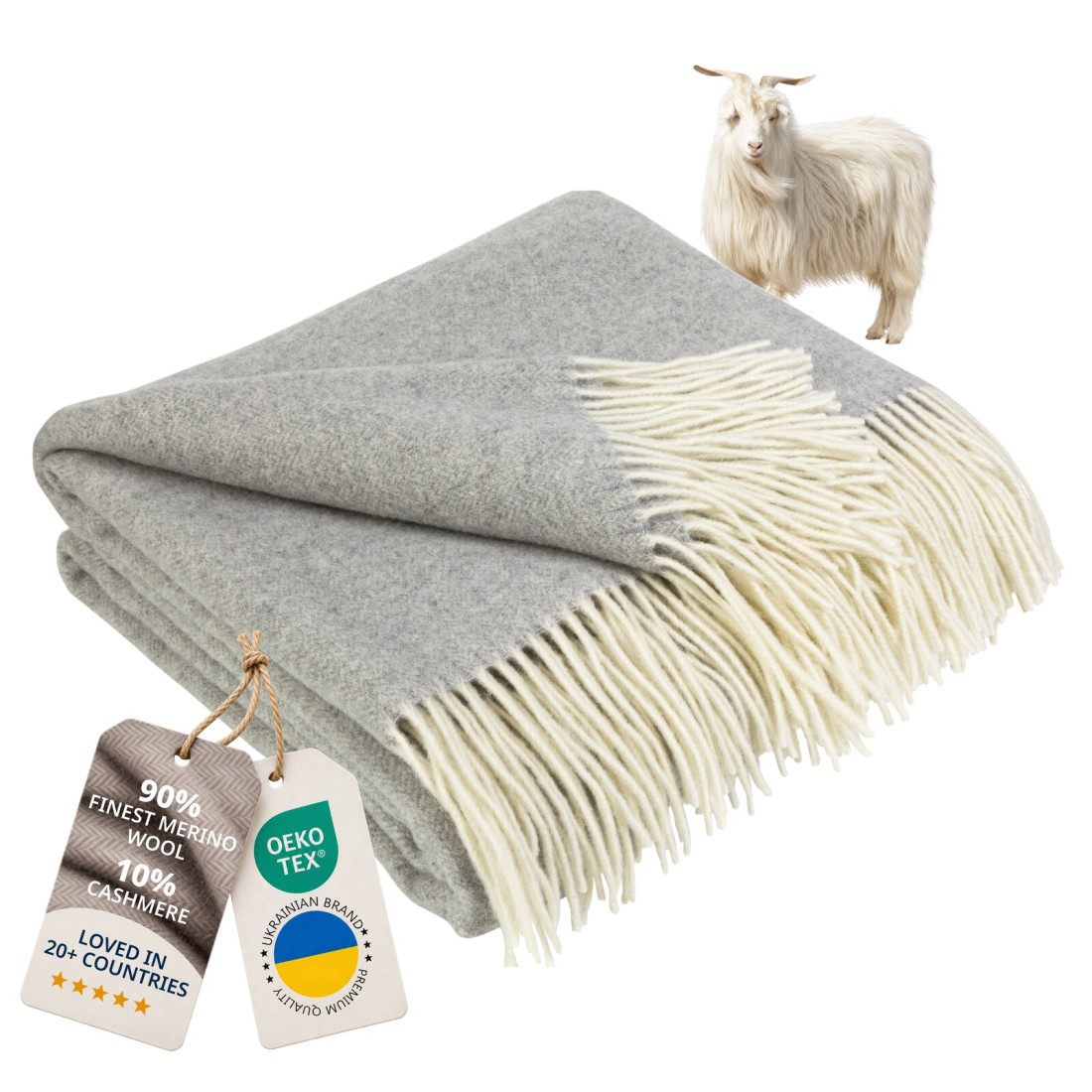 Manta de cachemira y merino (10% cachemira) en espiga
