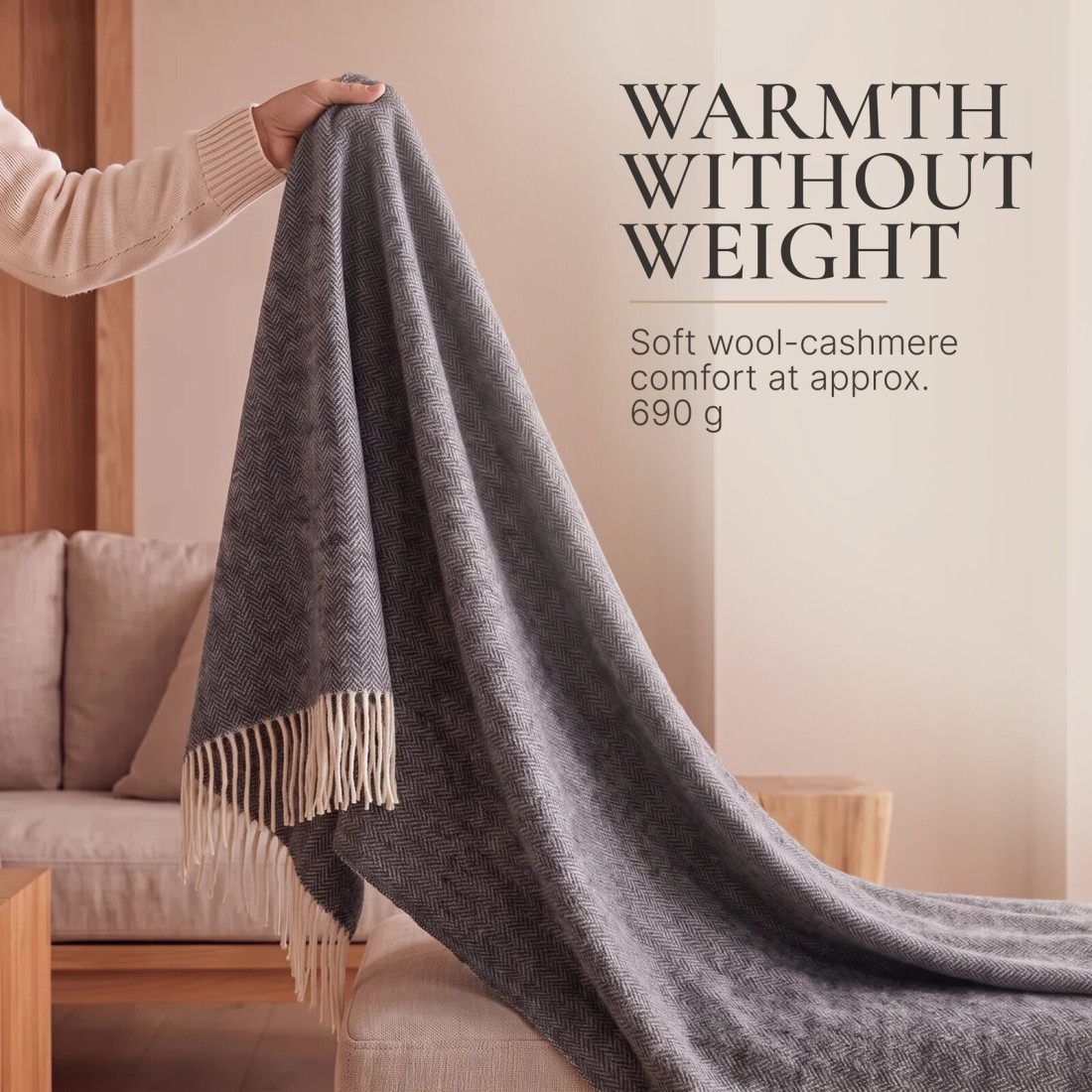 Manta de cachemira y merino (10% cachemira) en espiga · 4