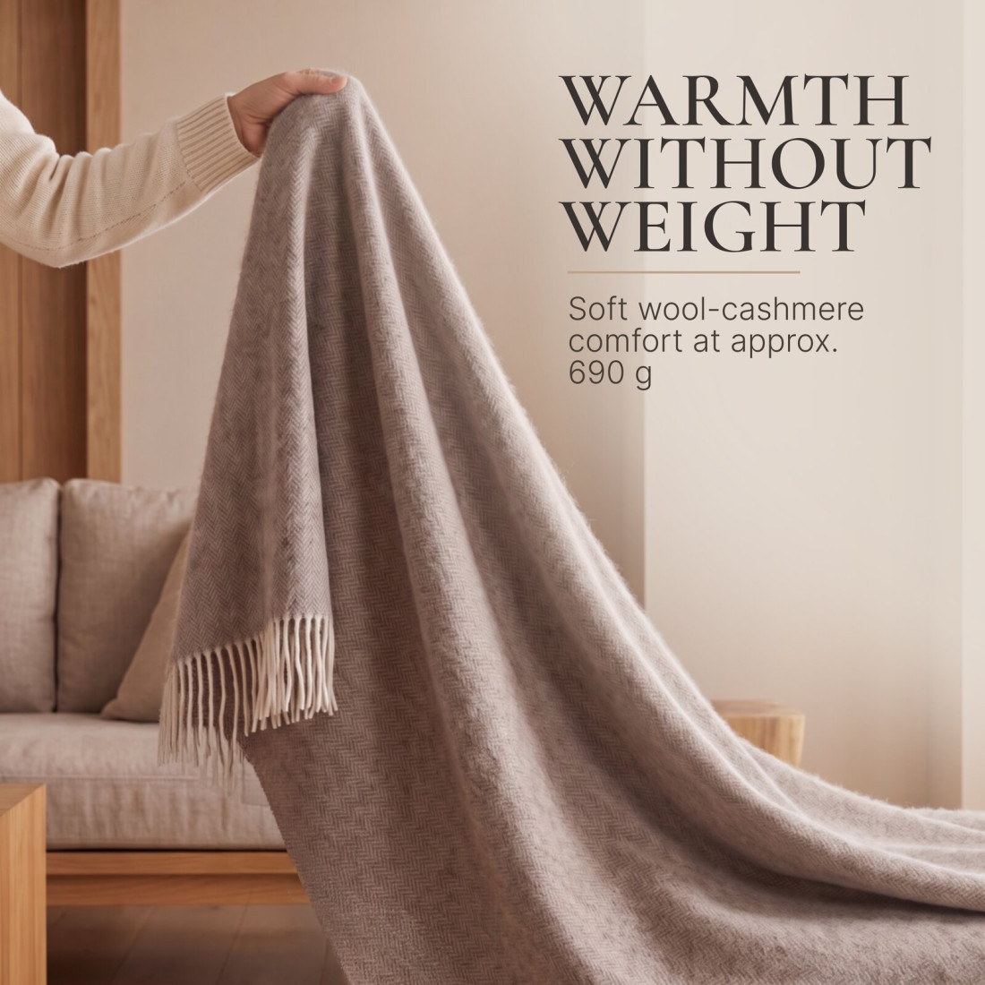 Manta de cachemira y merino (10% cachemira) en espiga · 4