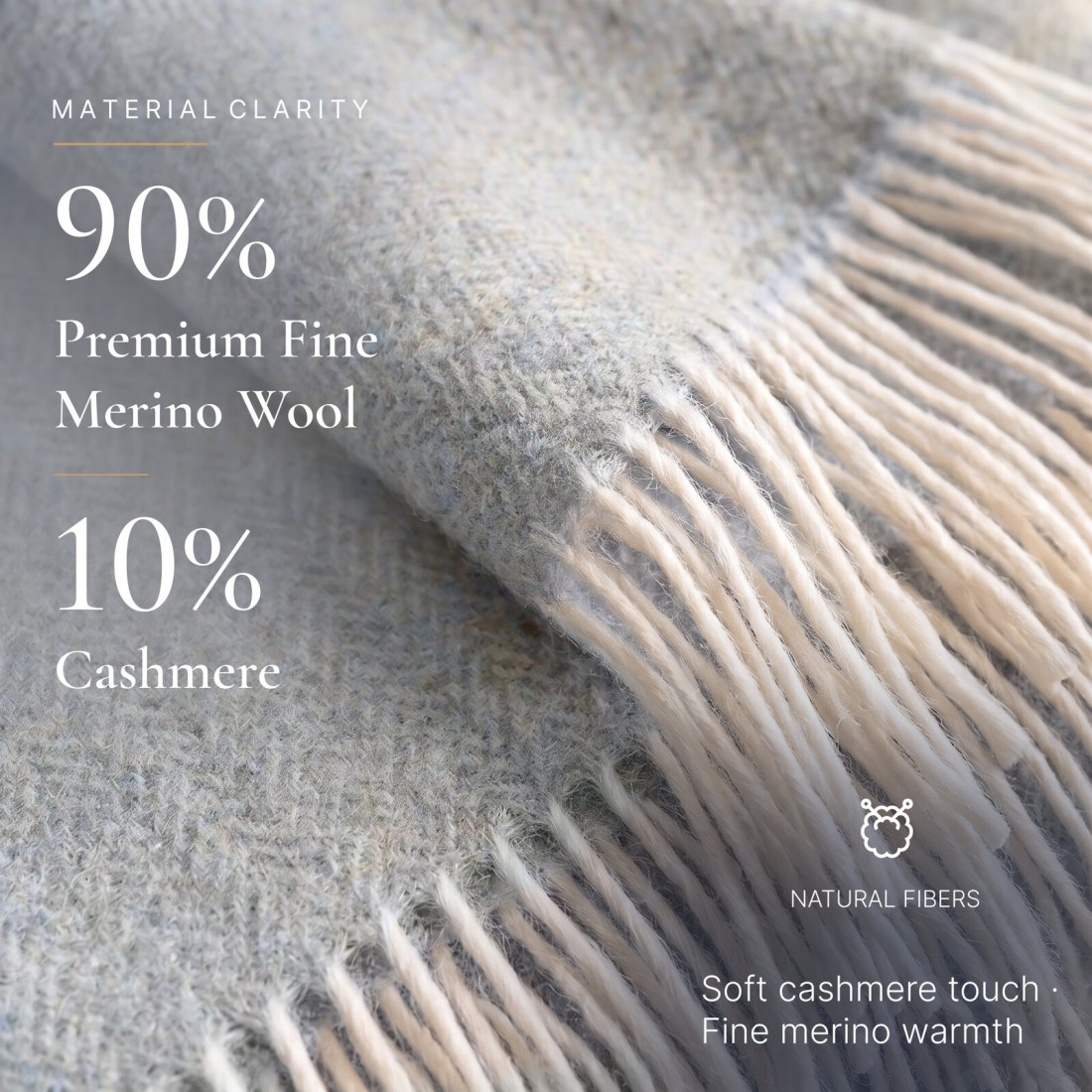 Manta de cachemira y merino (10% cachemira) en espiga · 2