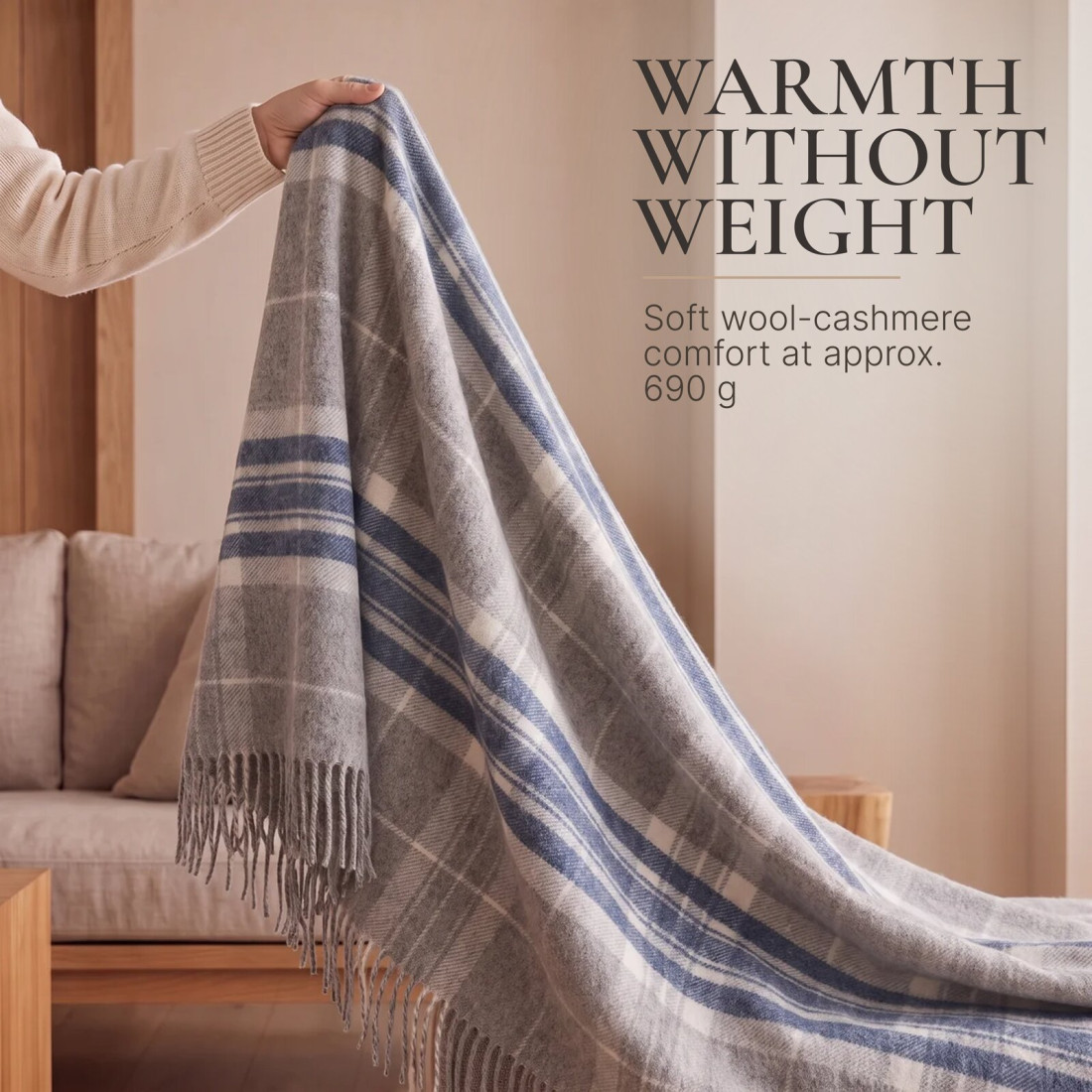 Manta de cachemira y merino (10% cachemira) con diseño tartán · 4
