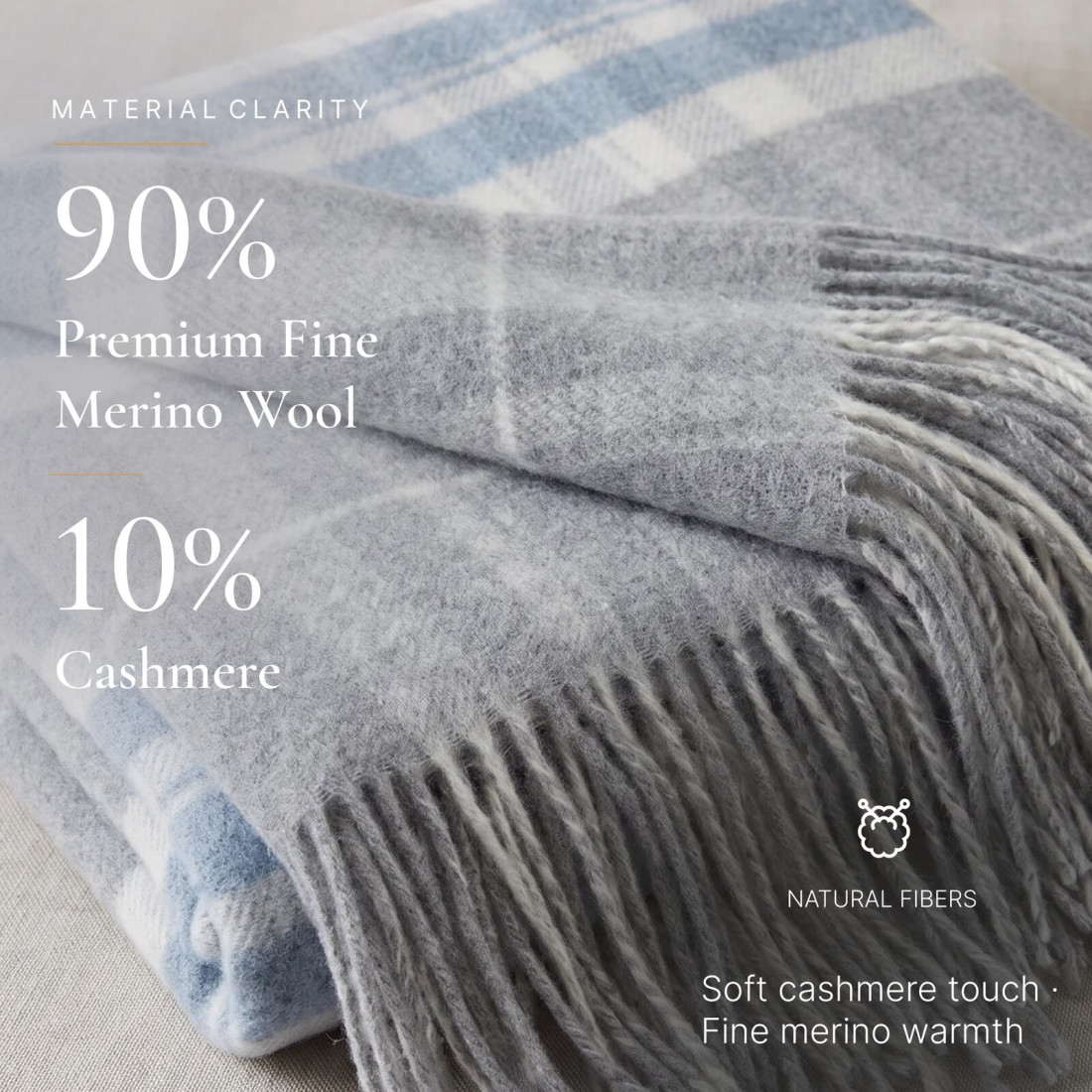 Manta de cachemira y merino (10% cachemira) con diseño tartán · 2