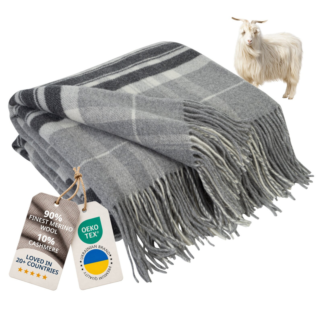 Manta de cachemira y merino (10% cachemira) con diseño tartán