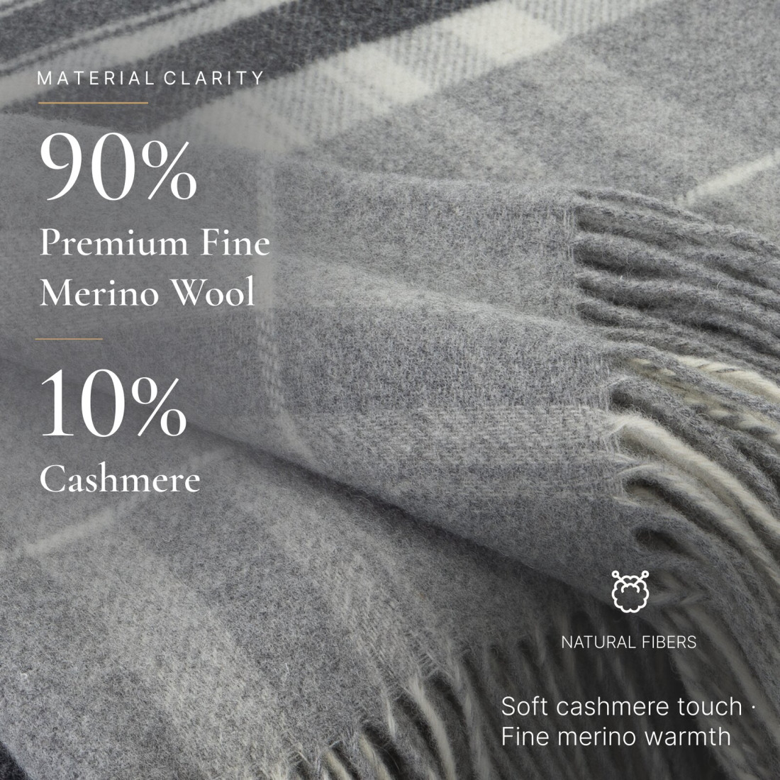 Manta de cachemira y merino (10% cachemira) con diseño tartán · 2