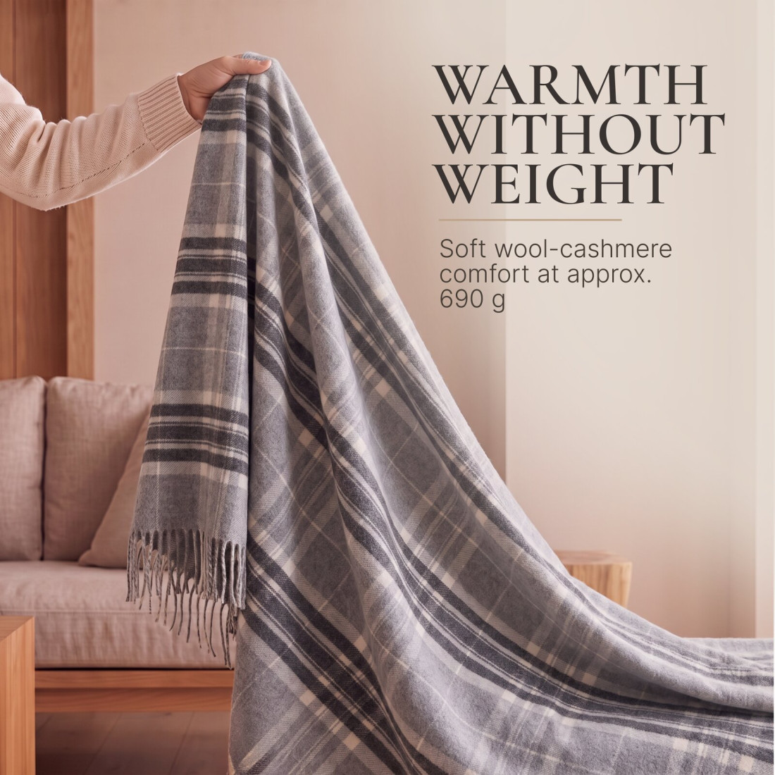 Manta de cachemira y merino (10% cachemira) con diseño tartán · 4