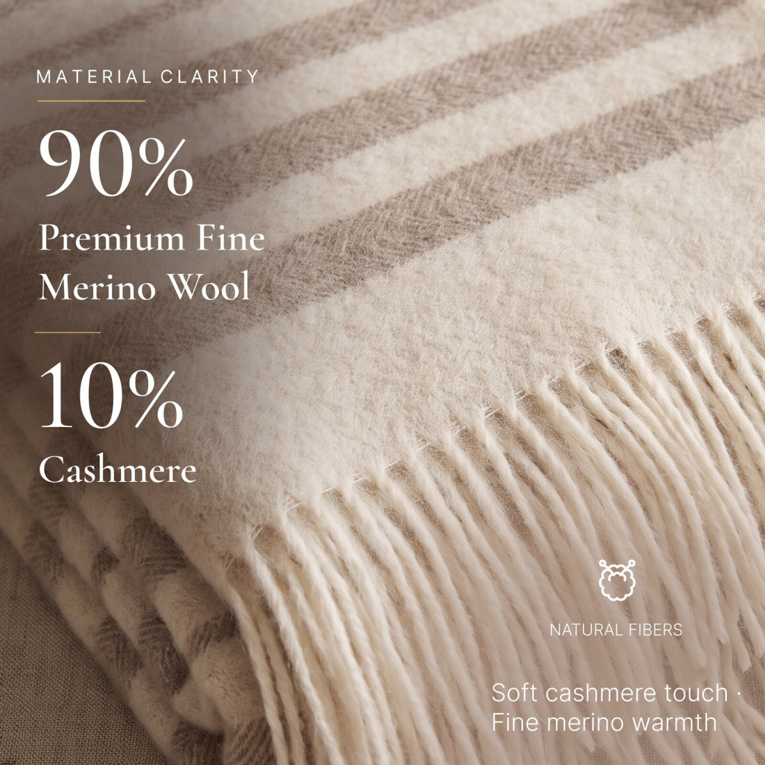 Manta de cachemira y merino (10% cachemira) a rayas · 2