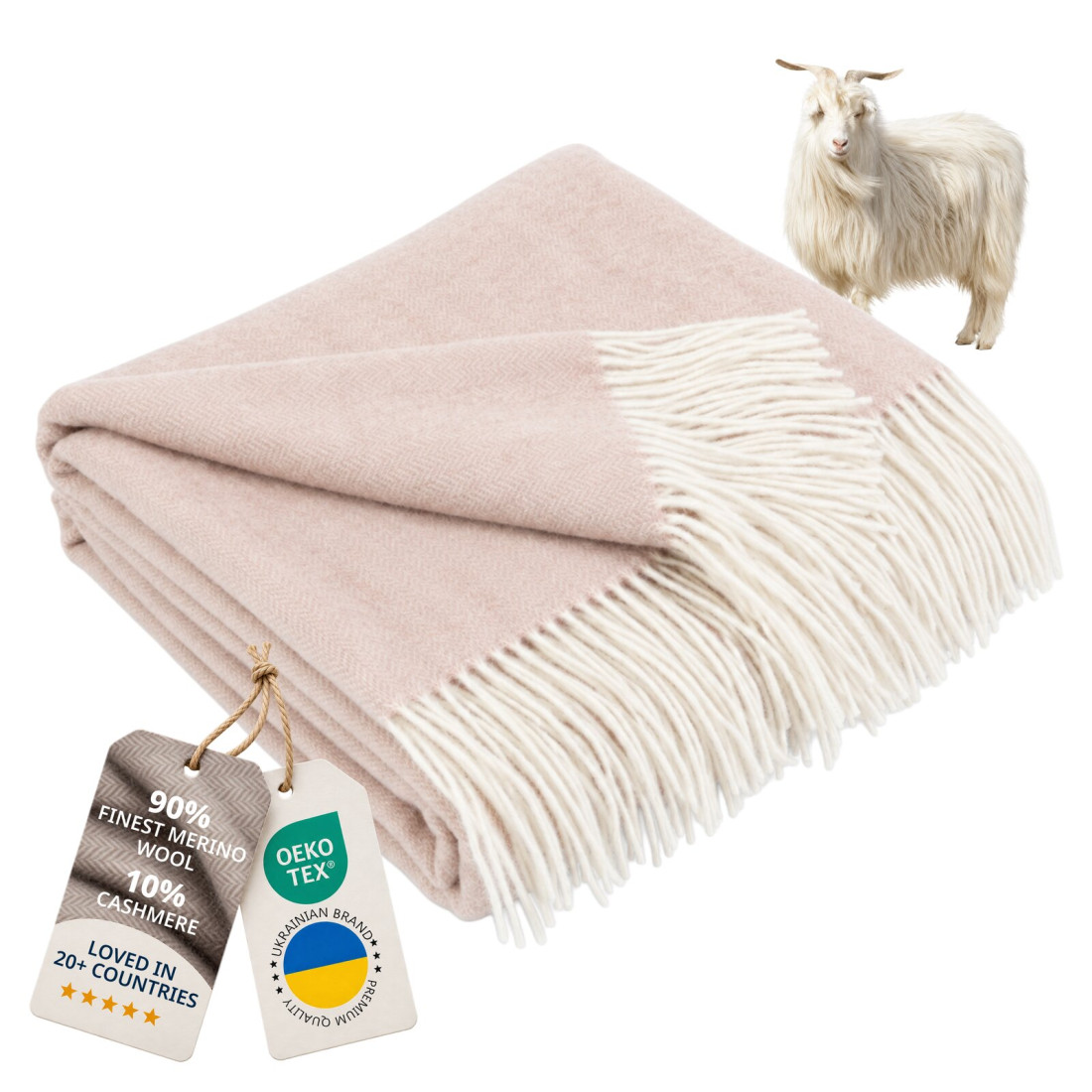 Manta de cachemira y merino (10% cachemira) en espiga