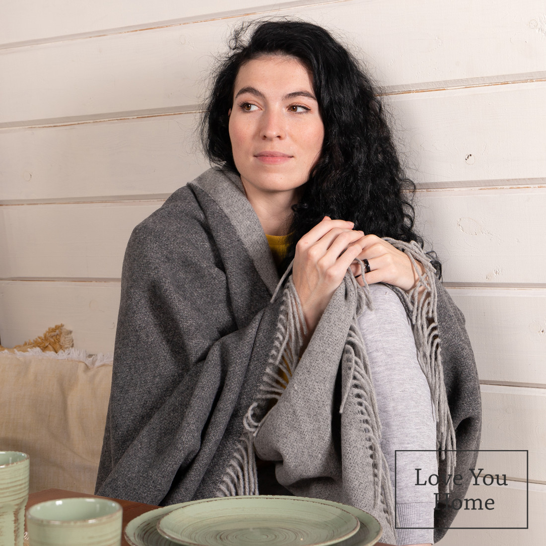 Manta de lana merino reversible · 3