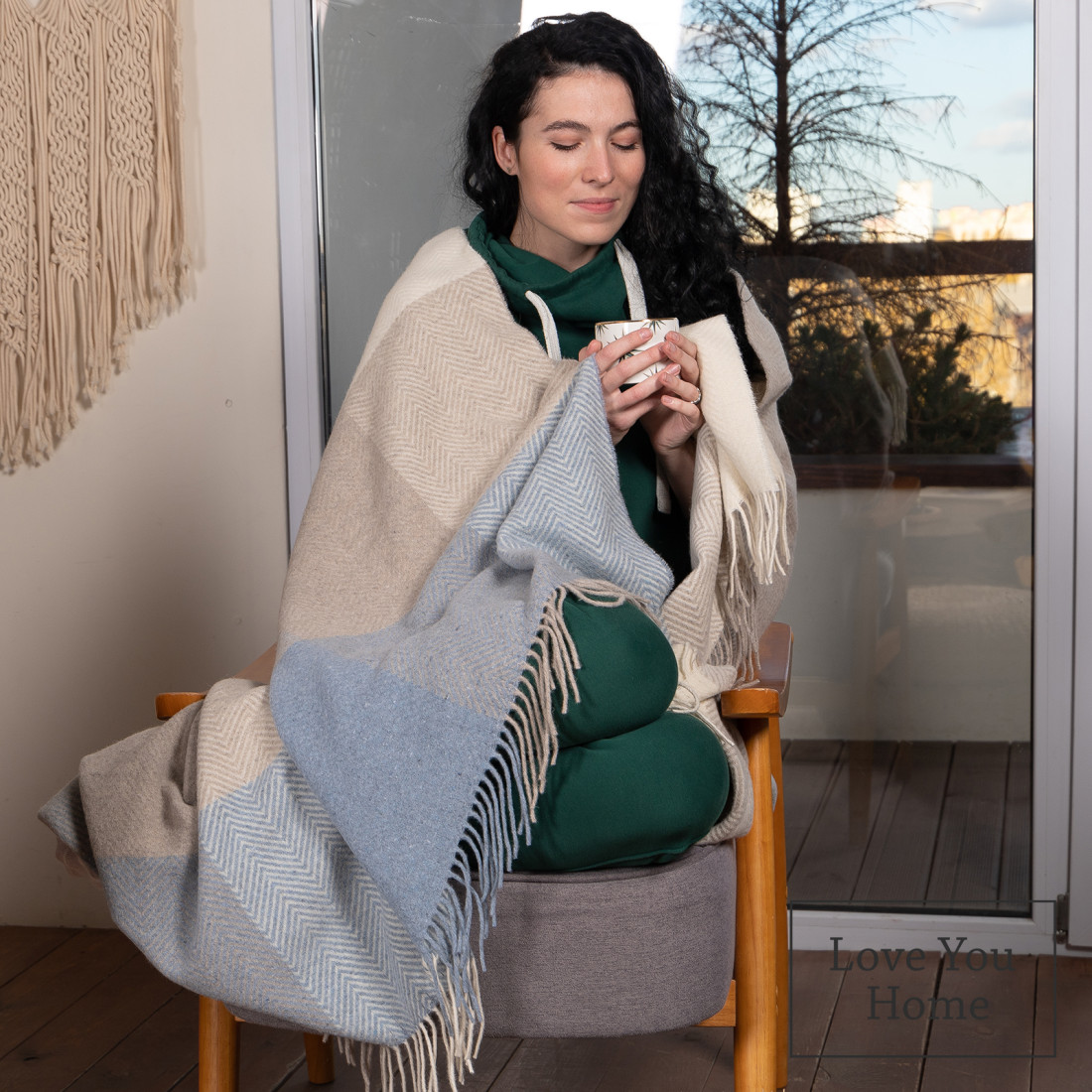Manta de lana merino con cuadros degradados · 4