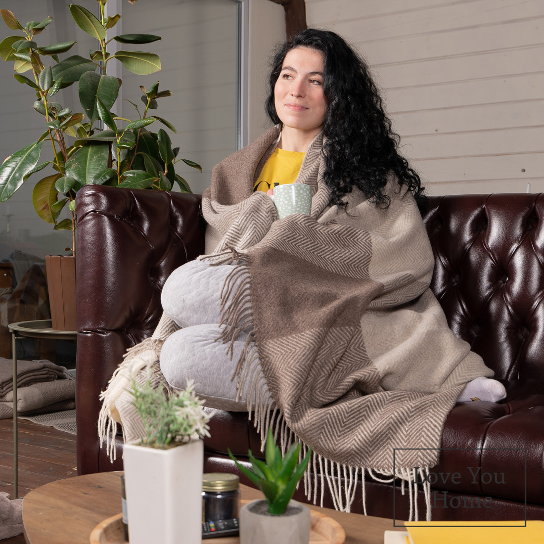 Manta de lana merino con cuadros degradados · 4